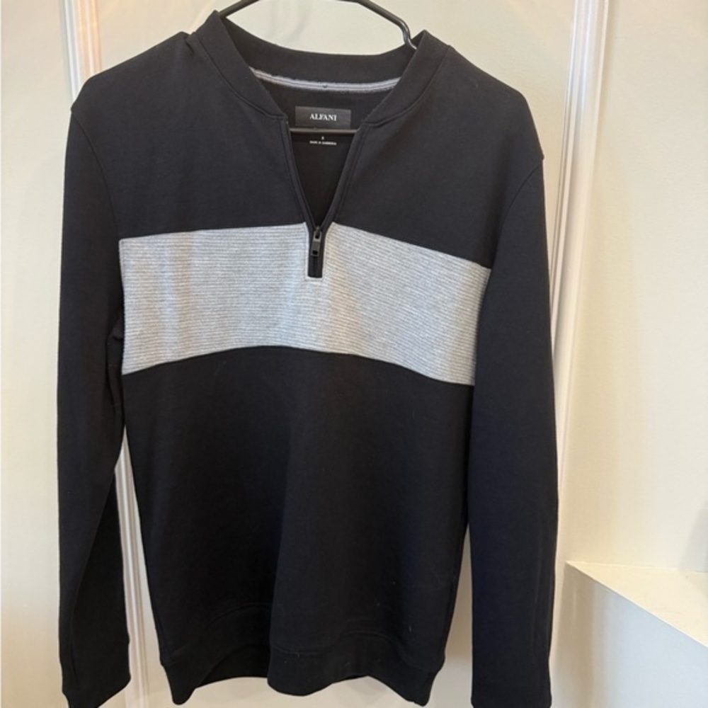 Alfani Men's Zip-Up Sweater in Black and Gray